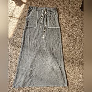 Drawstring Maxi Skirt With Pockets